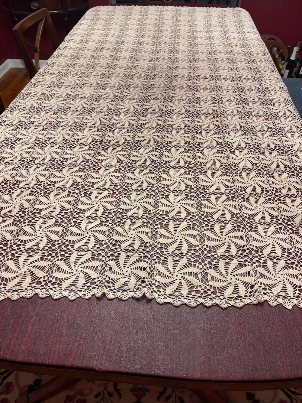Vintage Tan/cream lace table cloth approx 88x62 inches
